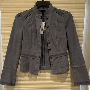 White House Black Market Gray/Blue Button-Up Blazer